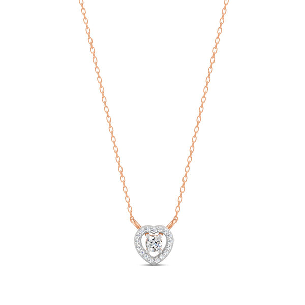 0.17 Ct Round Cut Moissanite Women's Heart Necklace Pendant 14K Gold Plated