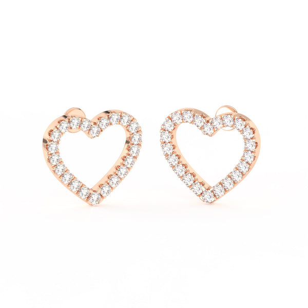 1/2 Ct Round Cut Moissanite Heart Stud Earrings in 14K Gold Plated