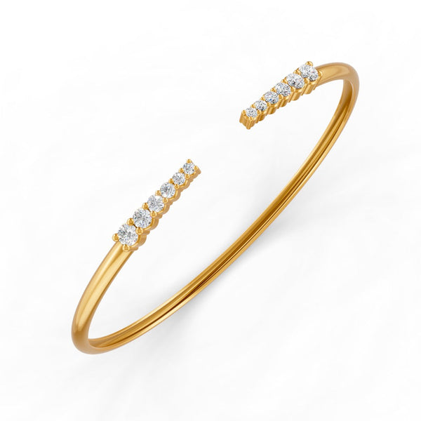 0.15 Ct Round Cut Natural Moissanite Women's Bangle Bracelets 14K Gold Plated