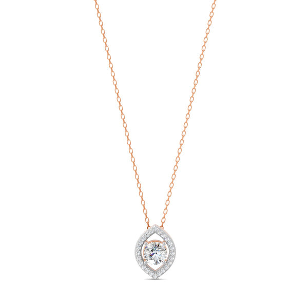 0.56 Ct Round Cut Moissanite Women's Cluster Necklace Pendant 14K Gold Plated