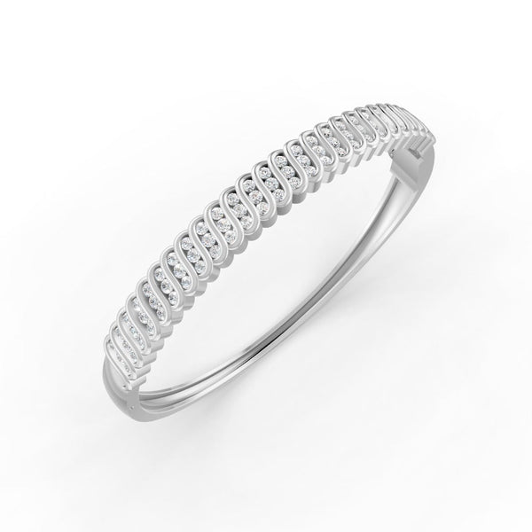1.90 Ct Round Cut Natural Moissanite Women's Bangle Bracelets 14K Gold Plated