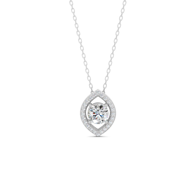 0.56 Ct Round Cut Moissanite Women's Cluster Necklace Pendant 14K Gold Plated