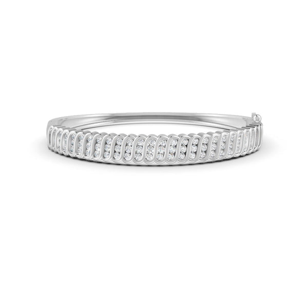 1.90 Ct Round Cut Natural Moissanite Women's Bangle Bracelets 14K Gold Plated