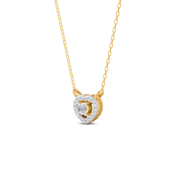 0.17 Ct Round Cut Moissanite Women's Heart Necklace Pendant 14K Gold Plated