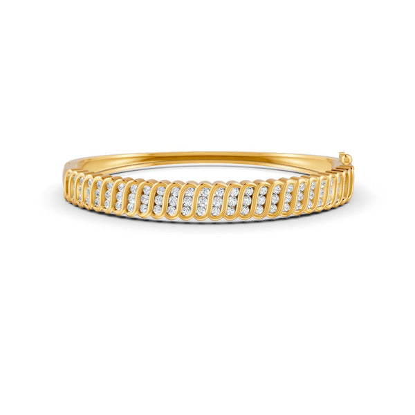 1.90 Ct Round Cut Natural Moissanite Women's Bangle Bracelets 14K Gold Plated