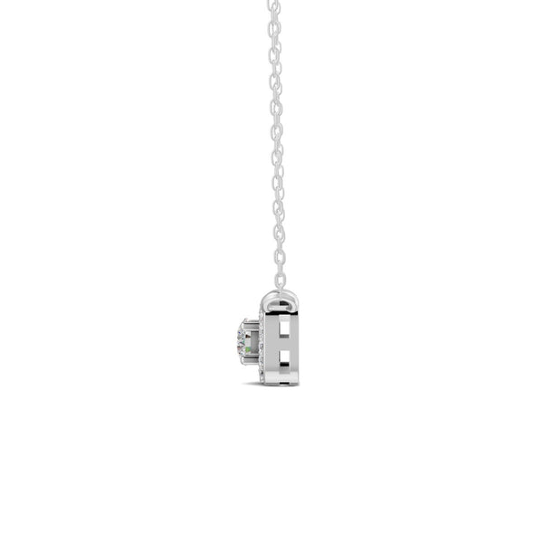 0.30 Ct Round Cut Moissanite Women's Halo Necklace Pendant 14K Gold Plated