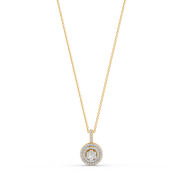 0.50 Ct Round Cut Moissanite Women's Cluster Necklace Pendant 14K Gold Plated