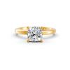 Cushion Cut Real Moissanite 4 Prong Solitaire Ring 14K Gold Plated