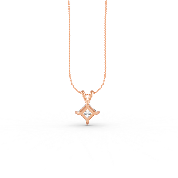 Princess Cut Moissanite Solitaire Pendant 14K Gold Plated