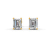 Emerald Cut Real Moissanite 4 Prong Solitaire Stud Earrings Screw Back 14K Gold Plated