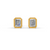 Emerald Cut Real Moissanite Bezel Set Solitaire Stud Earrings Screw Back 14K Gold Plated