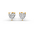 Heart Cut Real Moissanite 3 Prong Solitaire Stud Earrings Screw Back 14K Gold Plated