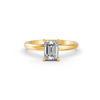 Emerald Cut Real Moissanite 4 Prong Solitaire Ring 14K Gold Plated