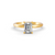 Emerald Cut Real Moissanite 4 Prong Solitaire Ring 14K Gold Plated