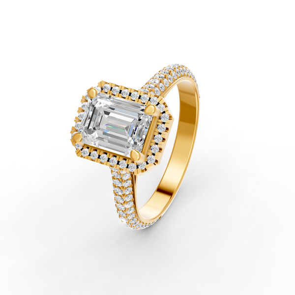 2.50 Ct Radiant Cut Moissanite Engagement Ring 14K Gold Plated