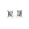 Emerald Cut Real Moissanite 4 Prong Solitaire Stud Earrings Screw Back 14K Gold Plated