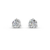 Round Cut Real Moissanite 3 Prong Solitaire Stud Earrings 14K Gold Plated