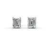 Emerald Cut Real Moissanite 4 Prong Solitaire Stud Earrings Screw Back 14K Gold Plated