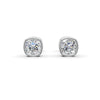 Cushion Cut Real Moissanite Bezel Set Solitaire Stud Earrings Screw Back 14K Gold Plated