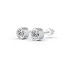 Round Cut Real Moissanite Bezel Set Solitaire Stud Earrings Screw Back 14K Gold Plated