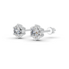 Round Cut Real Moissanite 6 Prong Solitaire Stud Earrings 14K Gold Plated