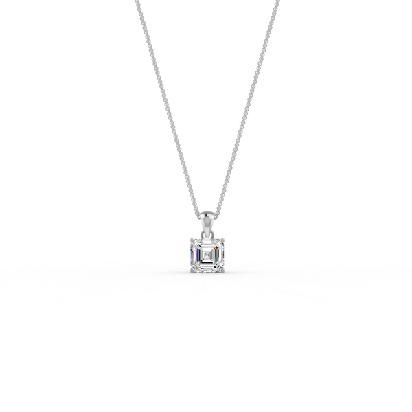 Asscher Cut Moissanite Solitaire Pendant in 14K Gold Plated