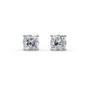 Cushion Cut Real Moissanite 4 Prong Solitaire Stud Earrings Screw Back 14K Gold Plated