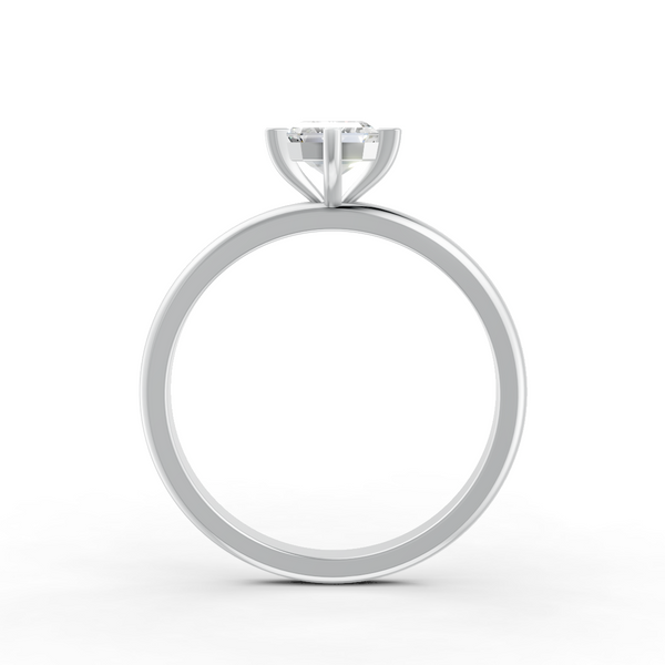 Emerald Cut Real Moissanite 4 Prong Solitaire Ring 14K Gold Plated