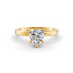 Heart Cut Real Moissanite 5 Prong Solitaire Ring 14K Gold Plated