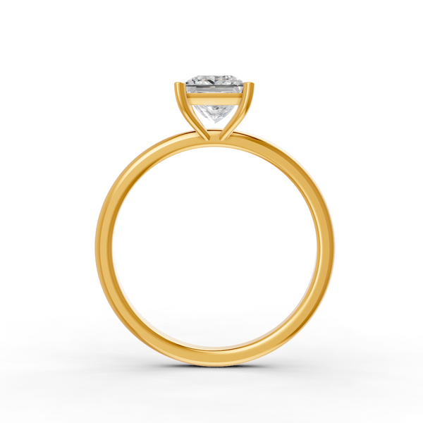 Princess Cut Real Moissanite 4 Prong Solitaire Ring 14K Gold Plated