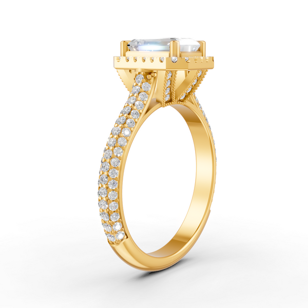 2.50 Ct Radiant Cut Moissanite Engagement Ring 14K Gold Plated