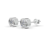 Cushion Cut Real Moissanite Bezel Set Solitaire Stud Earrings Screw Back 14K Gold Plated