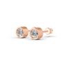 Round Cut Real Moissanite Bezel Set Solitaire Stud Earrings Screw Back 14K Gold Plated