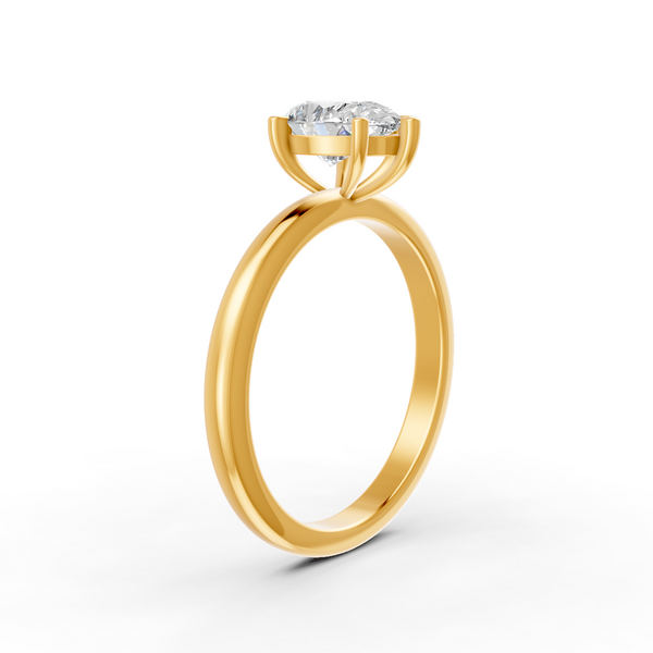 Pear Cut Real Moissanite 5 Prong Solitaire Ring 14K Gold Plated