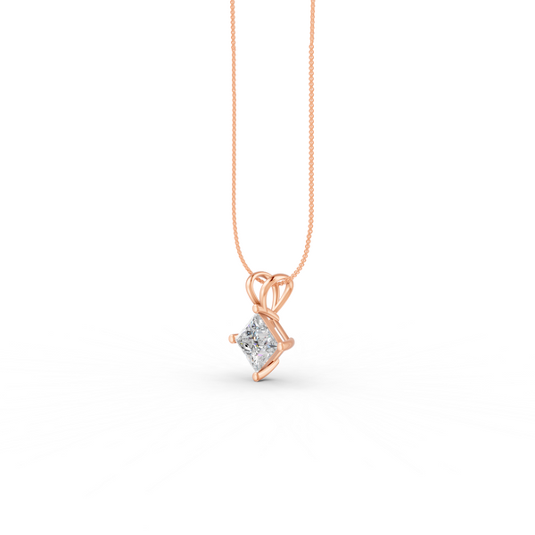 Princess Cut Moissanite Solitaire Pendant 14K Gold Plated