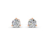 Round Cut Real Moissanite 3 Prong Solitaire Stud Earrings 14K Gold Plated