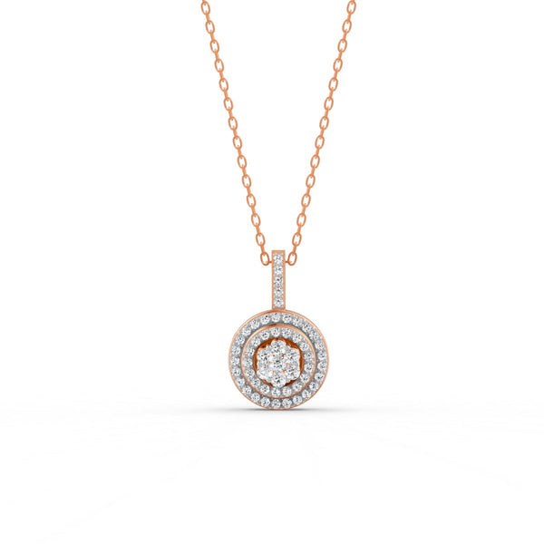 0.50 Ct Round Cut Moissanite Women's Cluster Necklace Pendant 14K Gold Plated