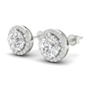 3Ct Round Cut Moissanite Halo Stud Earrings 14K Gold Plated Push Back