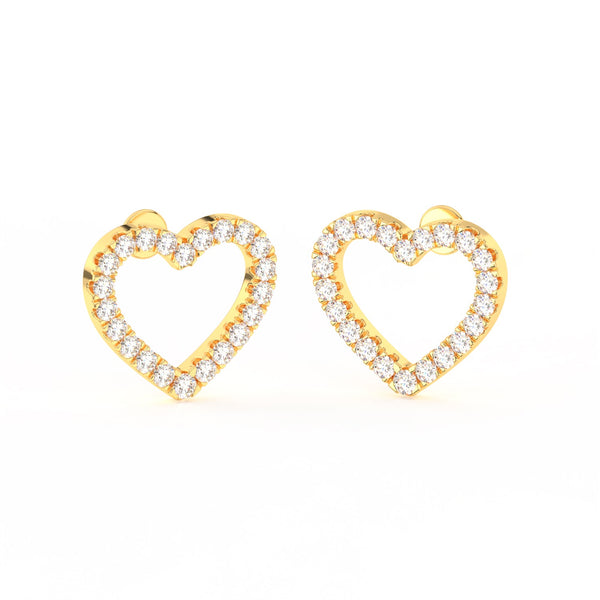 1/2 Ct Round Cut Moissanite Heart Stud Earrings in 14K Gold Plated