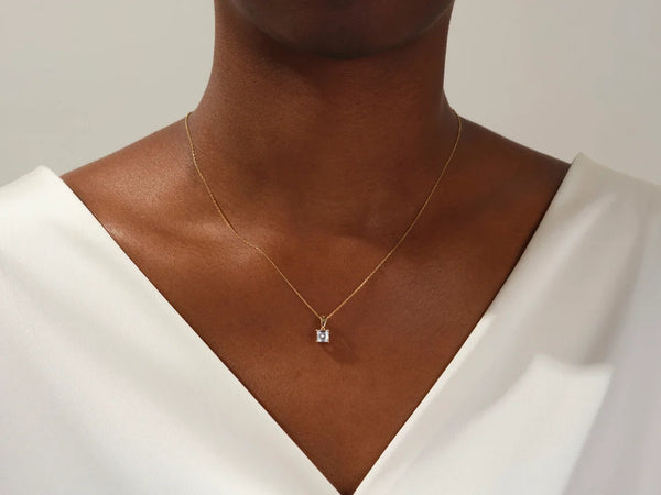 Asscher Cut Moissanite Solitaire Pendant in 14K Gold Plated