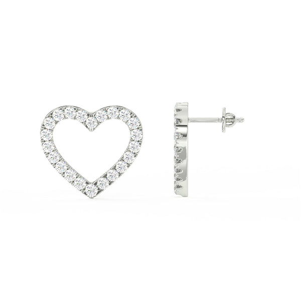 1/2 Ct Round Cut Moissanite Heart Stud Earrings in 14K Gold Plated