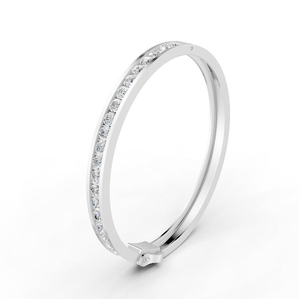 5.50 Ct Round Cut Natural Moissanite Channel Set Bangle Bracelet 14K Gold Plated