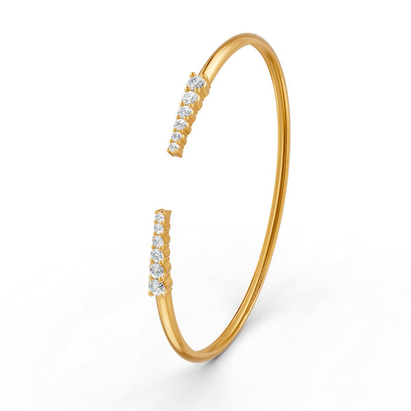 0.15 Ct Round Cut Natural Moissanite Women's Bangle Bracelets 14K Gold Plated