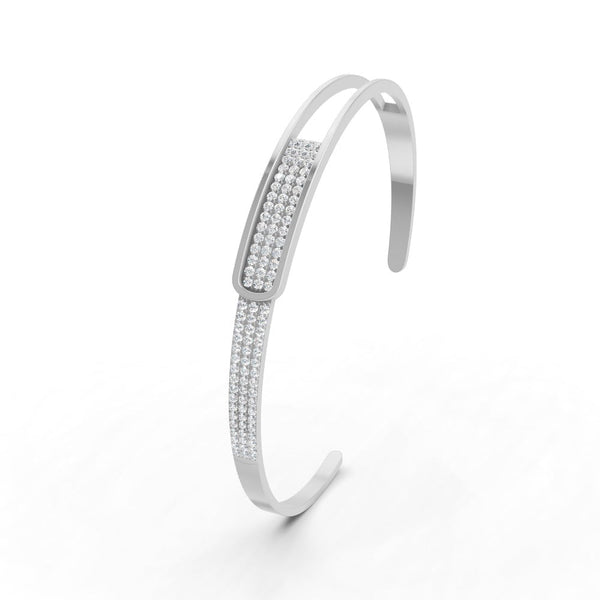 0.85 Ct Round Cut Natural Moissanite Women Cuff Bangle Bracelets 14K Gold Plated