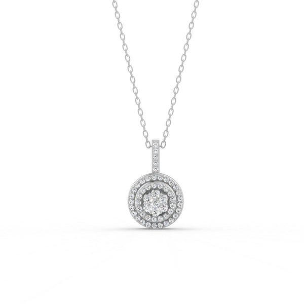 0.50 Ct Round Cut Moissanite Women's Cluster Necklace Pendant 14K Gold Plated