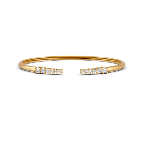 0.15 Ct Round Cut Natural Moissanite Women's Bangle Bracelets 14K Gold Plated