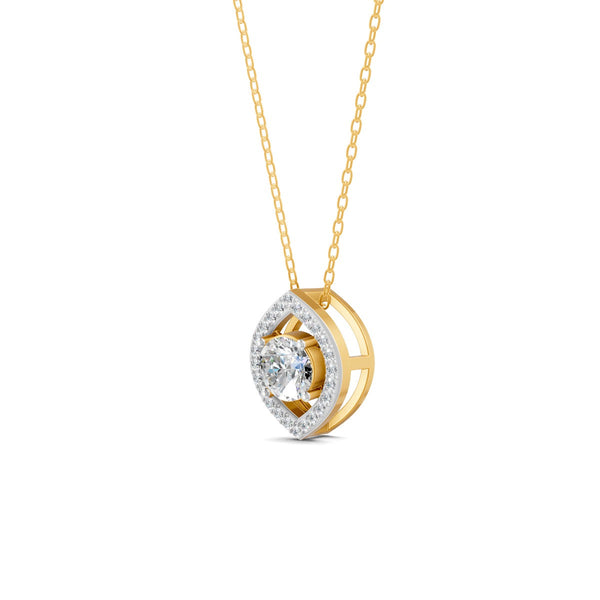 0.56 Ct Round Cut Moissanite Women's Cluster Necklace Pendant 14K Gold Plated
