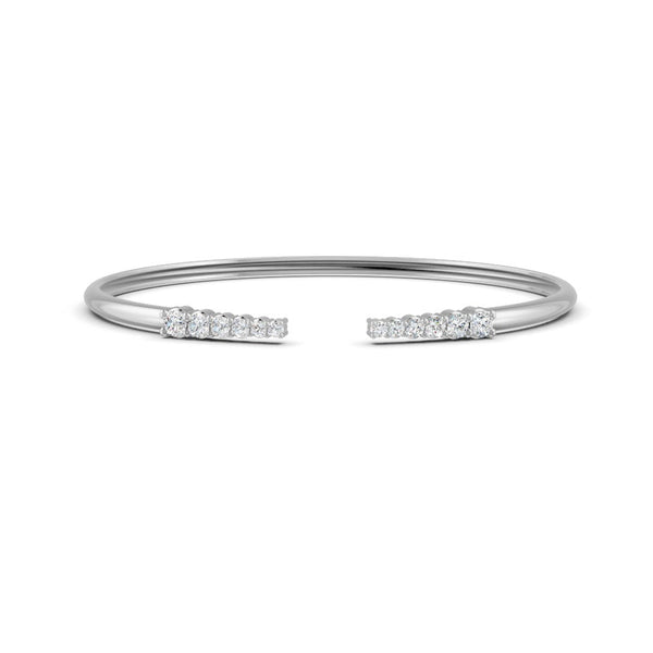 0.15 Ct Round Cut Natural Moissanite Women's Bangle Bracelets 14K Gold Plated