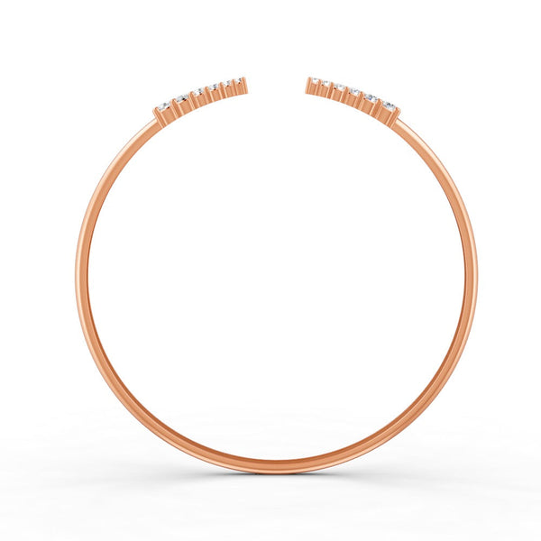 0.15 Ct Round Cut Natural Moissanite Women's Bangle Bracelets 14K Gold Plated