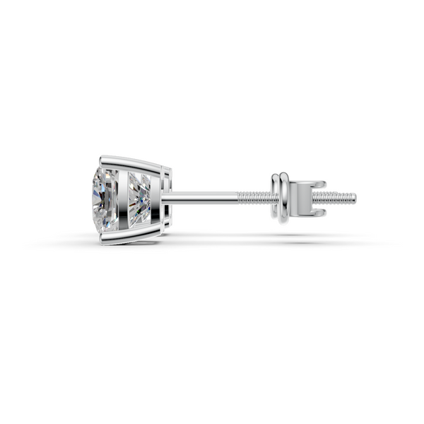Cushion Cut Real Moissanite 4 Prong Solitaire Stud Earrings Screw Back 14K Gold Plated